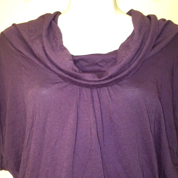 Anthropologie LA Made Purple Cotton Cowl Neck Top-Size Small - Picture 2 of 7